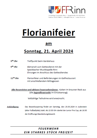 Florianifeier FF Rinn